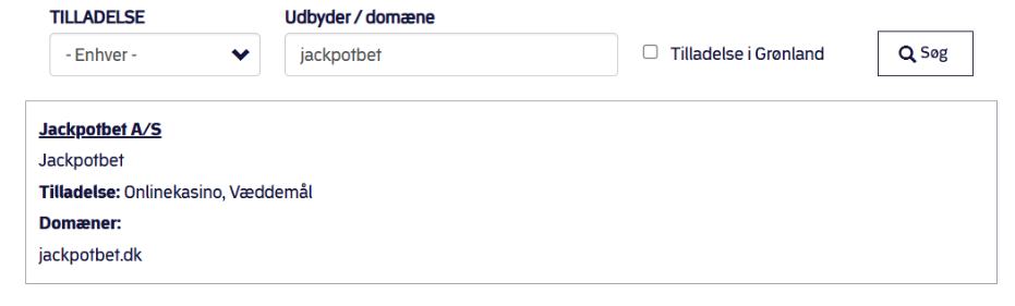 JackpotBet Spillemyndigheden Search