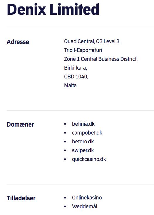 Betinia DK license
